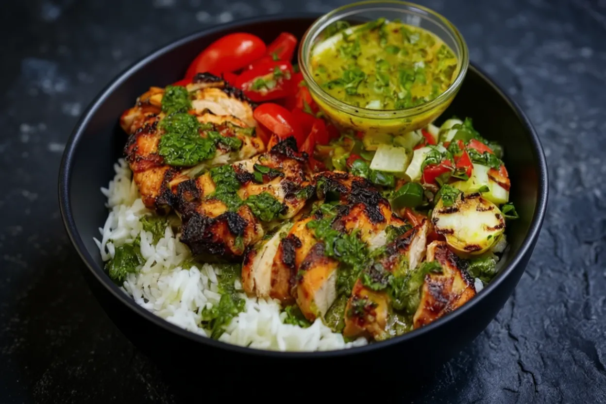 Chimichurri Grilled Chicken Bowl with Garlic Sauce