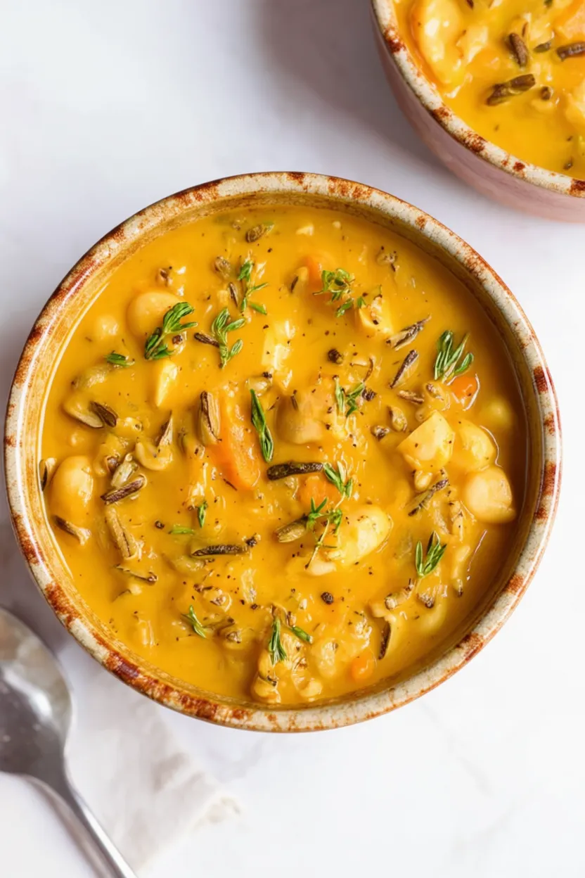 Cozy Vegan Pumpkin Wild Rice Soup