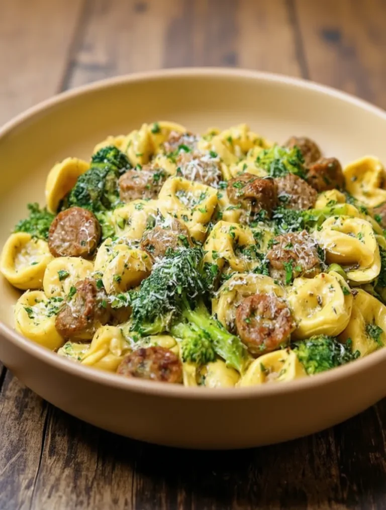 Creamy Garlic Parmesan Tortellini with Sausage and Broccoli
