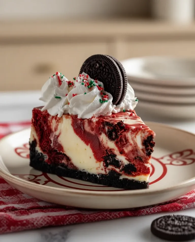Christmas Red Velvet Cheesecake with Oreo Crust 