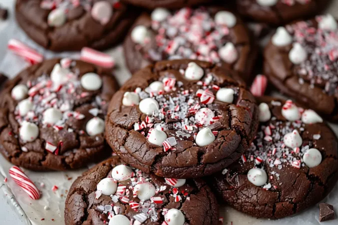 Double Chocolate Peppermint Fudge Cookies