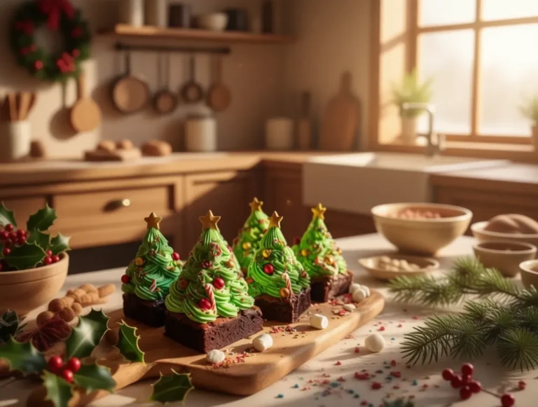 Irresistible Christmas Tree Brownies with Green Frosting