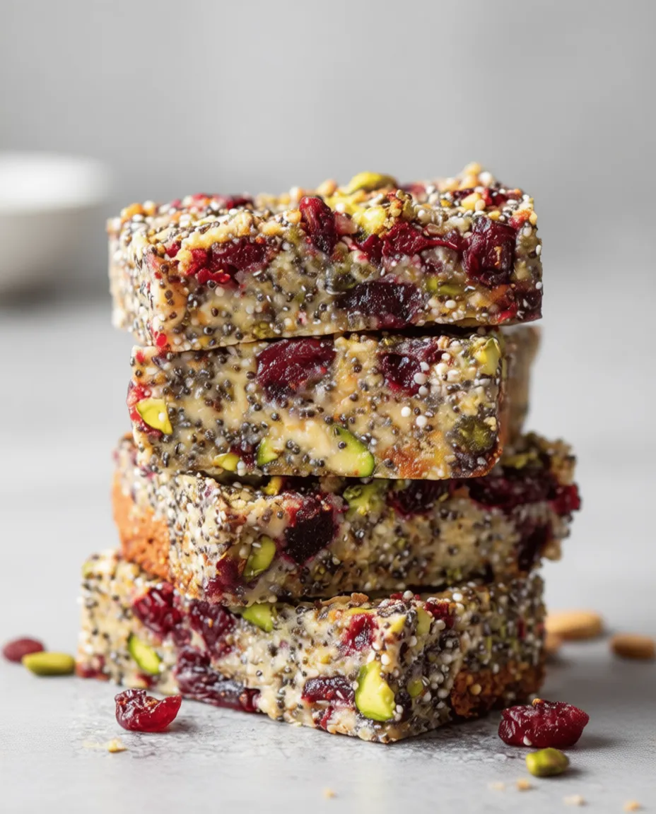 Pistachio Cranberry Chia Bars A Healthy No-Bake Snack