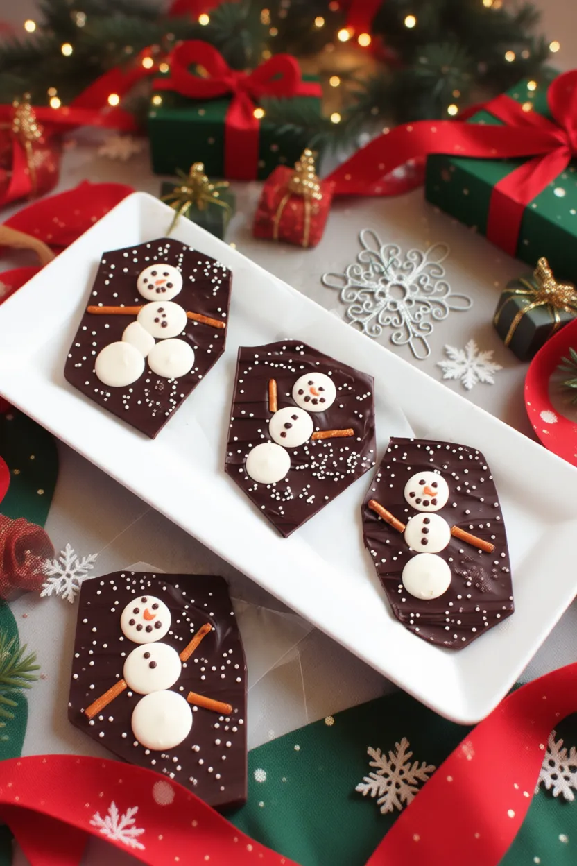 Snowman Chocolate Bark